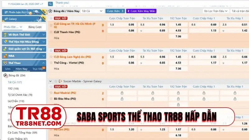 SABA sports thể thao TR88 hấp dẫn